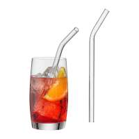 Pajitas de vidrio curvas para bebidas (set 6 uds) Pajitas de vidrio curvas para bebidas (set 6 uds)