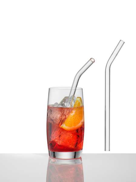 Pajitas de vidrio curvas para bebidas (set 6 uds)