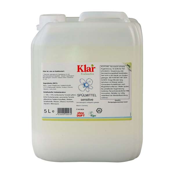 Lavavajillas ecológico Sensitive de Klar 5 l. Lavavajillas ecológico Sensitive de Klar 5 l.