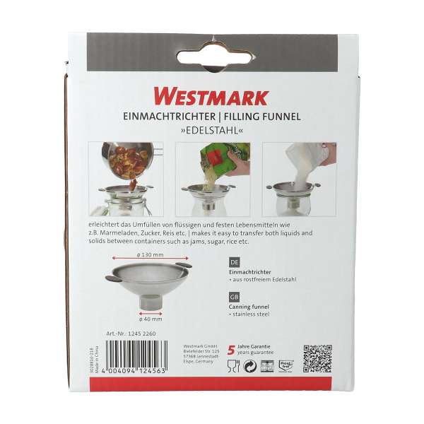 Embudo corto de acero inox