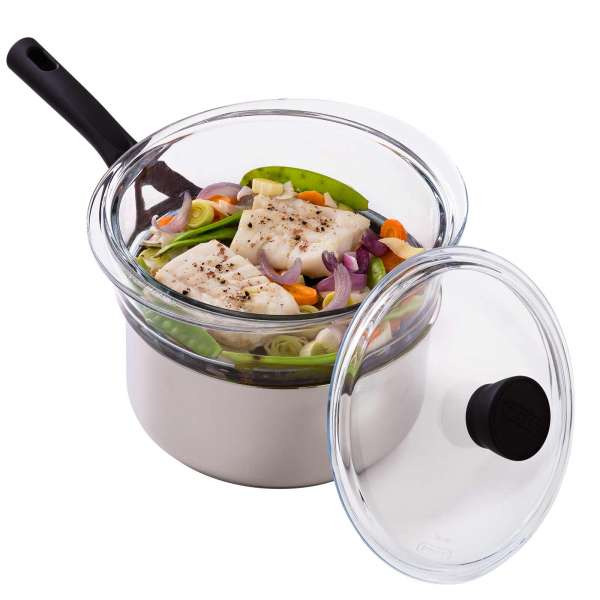 Vaporera de vidrio para cocinar al vapor