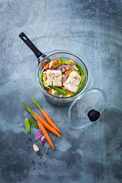 Vaporera de vidrio para cocinar al vapor