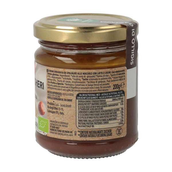 Crema nougat ecológica con avellanas italianas