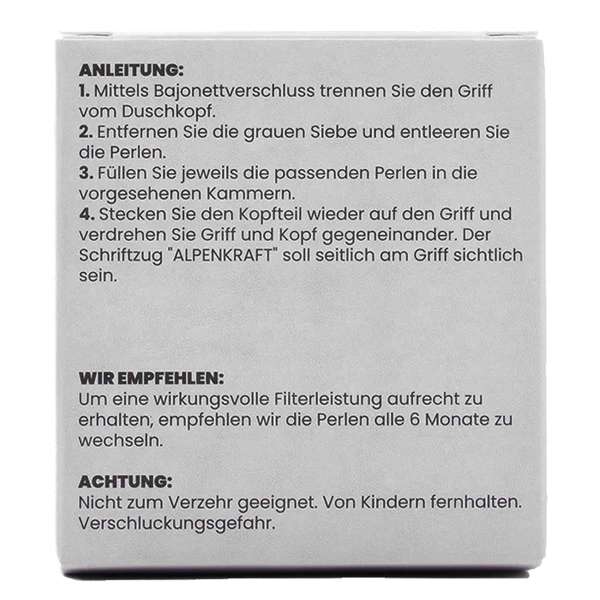 Recambio perlas filtrantes cabezal ducha Zugspitze Alpenkarft