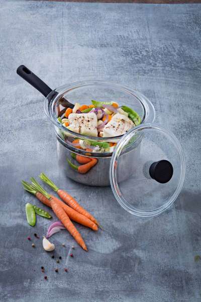 Vaporera de vidrio para cocinar al vapor