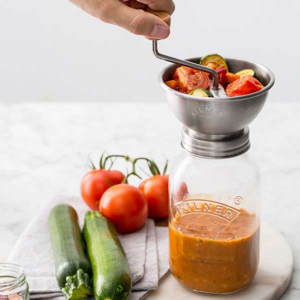 Pasapurés de acero inoxidable y vidrio Kilner