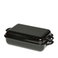 Asadera RIESS de Esmalte Negro con Tapa - 32 x 22 cm y 37 x 26 cm