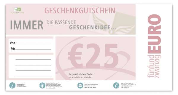 Cheque regalo PureNature 25 € Cheque regalo PureNature 25 €
