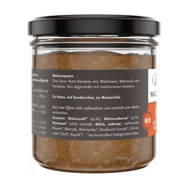 Salsa pesto ecológica con nueces