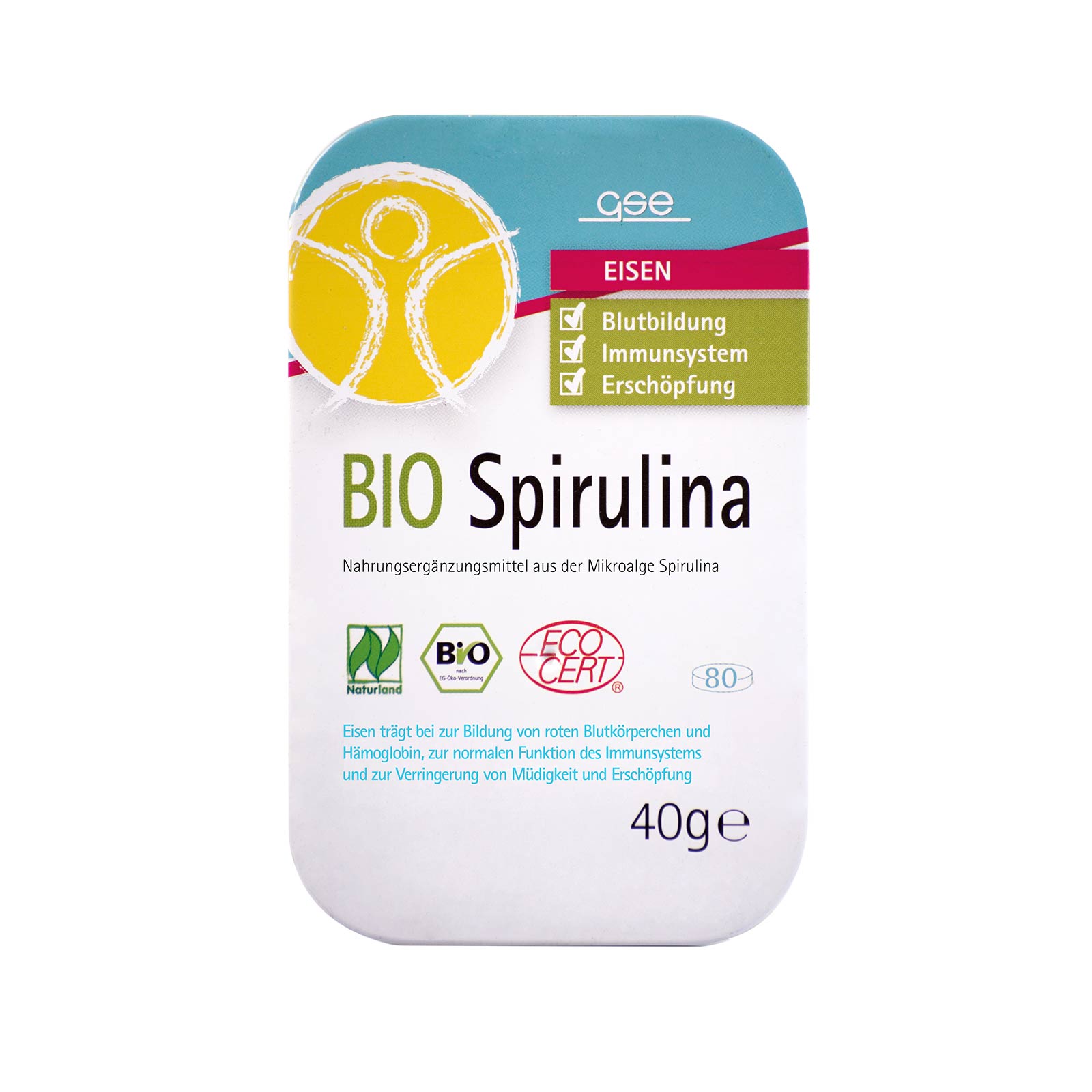 Alga Espirulina bio (80 tabletas) PureNature