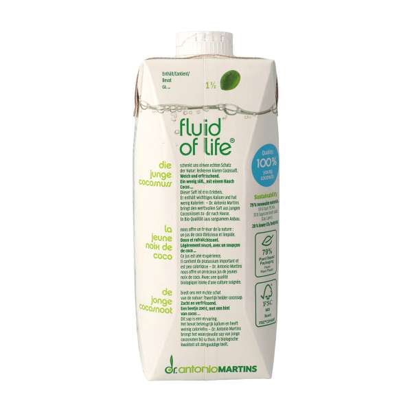 Agua de coco verde ecológico Dr. Antonio Martins 0,5 l.