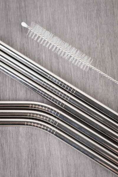 Cañas de acero inox para bebidas (6 uds.)