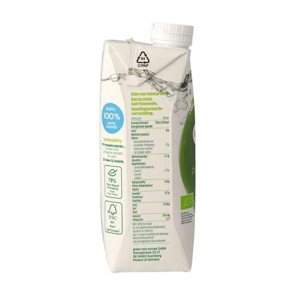 Agua de coco verde ecológico Dr. Antonio Martins 0,5 l.