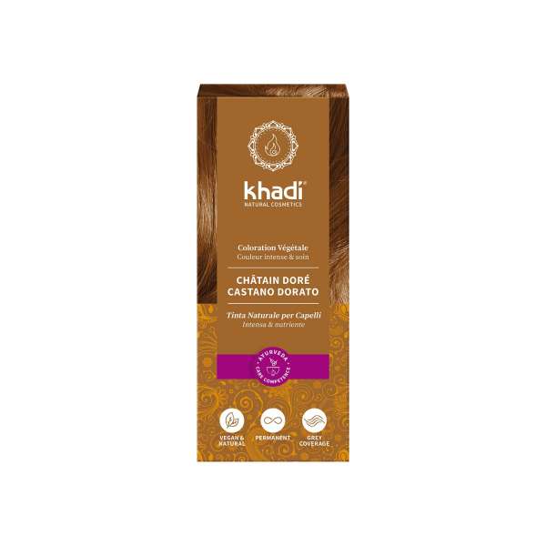 Tinte vegetal ecológico Khadi castaño dorado Golden Brown