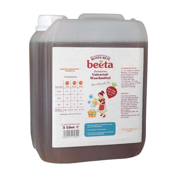 Detergente ropa ecológico Beeta sin perfume 5 litros Detergente ropa ecológico Beeta sin perfume 5 litros