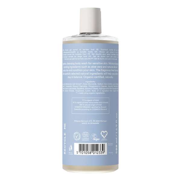 Gel de ducha Fragance Free Urtekram 500 ml.