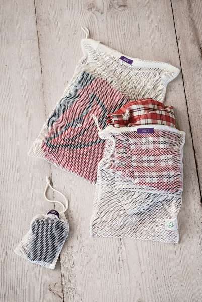 Bolsas de algodón bio con cremallera para lavadora