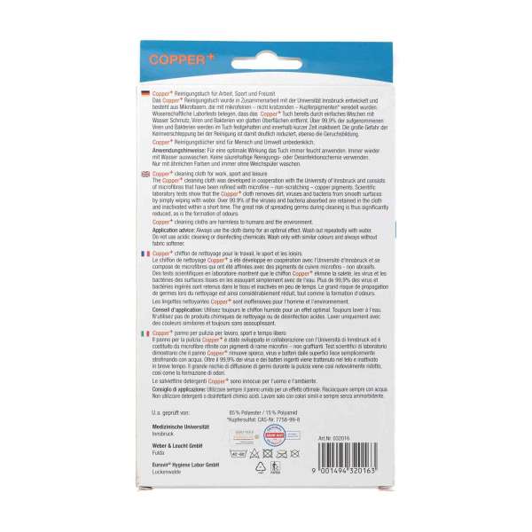 Paño desinfectante de microfibra con cobre
