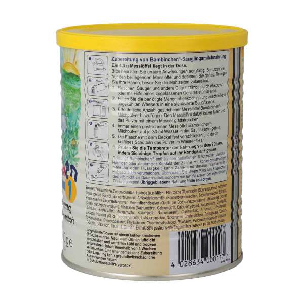 Leche infantil de cabra Bambinchen 1 (0-6 meses) set 12