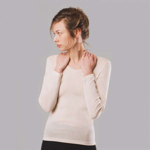 Camiseta ecológica manga larga de lana y seda