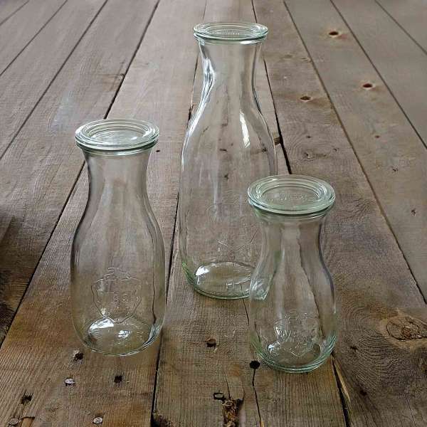 Botella de vidrio con tapa