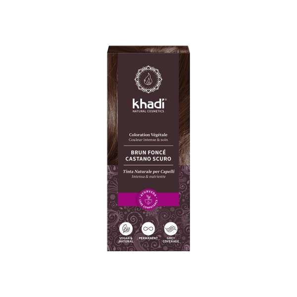 Tinte vegetal ecológico Khadi castaño oscuro Dark Brown