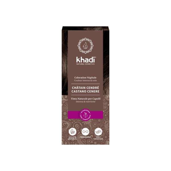 Tinte vegetal ecológico Khadi castaño ceniza Ash Brown