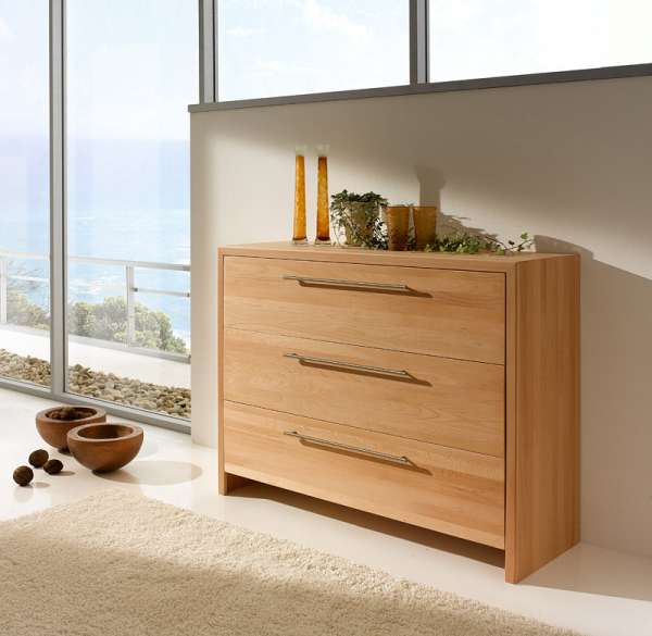 Cómoda de madera maciza con 3 cajones Cómoda de madera maciza con 3 cajones