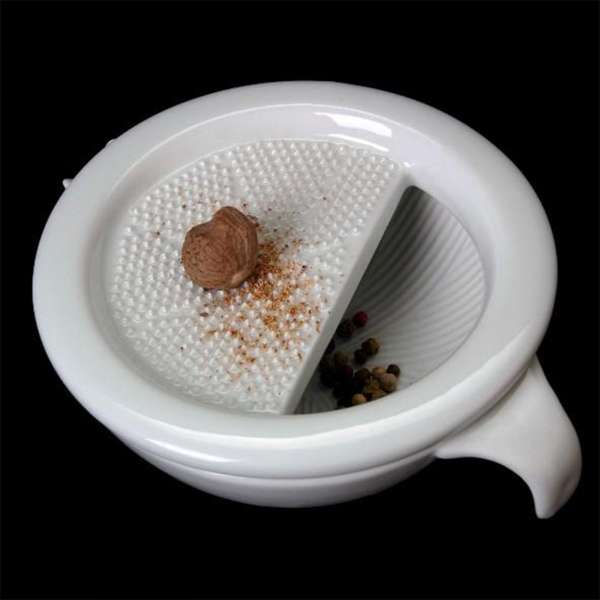 Rallador y mortero de porcelana para jengibre