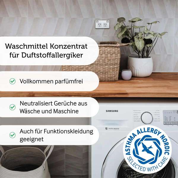 Preparado sin jabón ni perfume para lavado de ropa