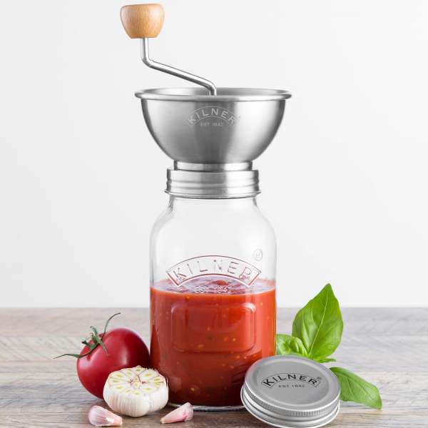 Pasapurés de acero inoxidable y vidrio Kilner