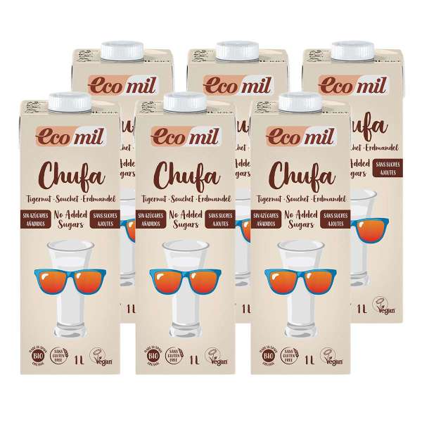 Leche/bebida ecológica de chufa Ecomil 1 litro (6 uds). Leche/bebida ecológica de chufa Ecomil 1 litro (6 uds).
