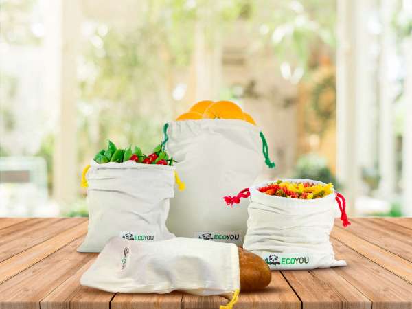 Bolsas de algodón bio para alimentos (4 uds)