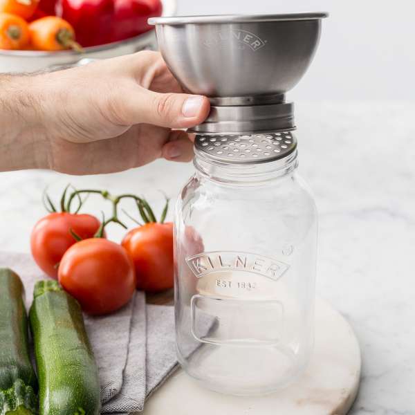 Pasapurés de acero inoxidable y vidrio Kilner