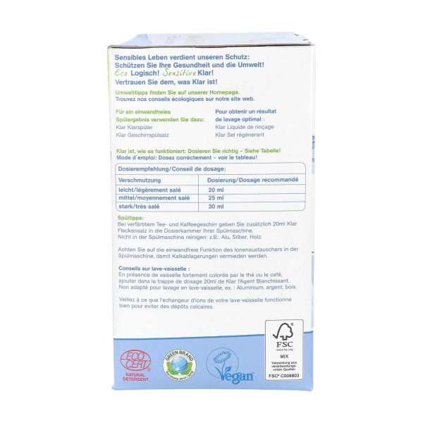 Detergente para lavavajillas Sensitive de Klar