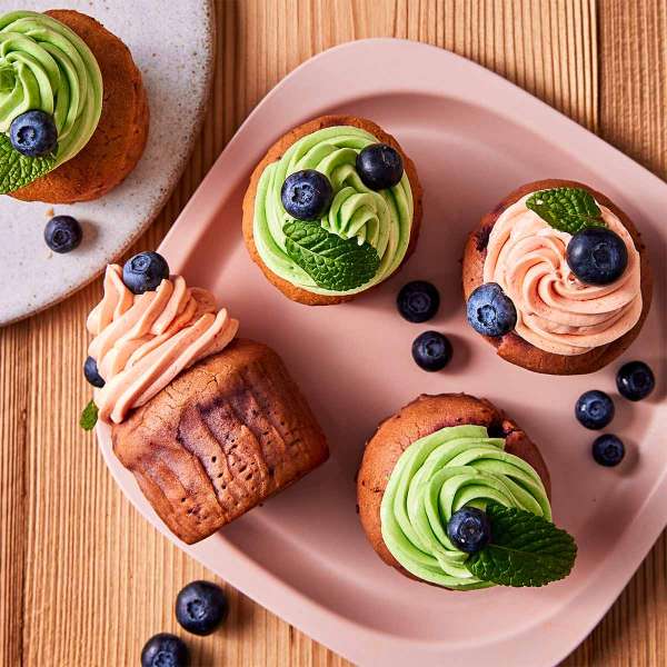 Magdalenas-muffins ecológicas con arándanos
